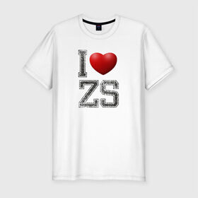 Мужская футболка премиум с принтом I love ZS в Санкт-Петербурге, 92% хлопок, 8% лайкра | приталенный силуэт, круглый вырез ворота, длина до линии бедра, короткий рукав | zack snyder | зак снайдер | я люблю зс