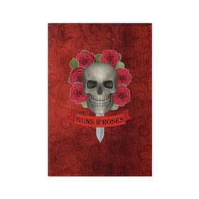 Обложка для паспорта матовая кожа с принтом Gans N Roses в Санкт-Петербурге, натуральная матовая кожа | размер 19,3 х 13,7 см; прозрачные пластиковые крепления | gans n roses | группа | исполнители | меч | музыка | песни | розы | рок группа | череп