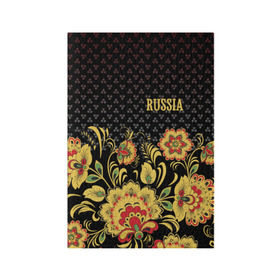 Обложка для паспорта матовая кожа с принтом Россия в Санкт-Петербурге, натуральная матовая кожа | размер 19,3 х 13,7 см; прозрачные пластиковые крепления | роспись | россия | хохлома | цветы | я русский