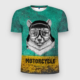 Мужская футболка 3D спортивная с принтом Мотоцикл медведь в Санкт-Петербурге, 100% полиэстер с улучшенными характеристиками | приталенный силуэт, круглая горловина, широкие плечи, сужается к линии бедра | 3d | motor bicycle | motorbike | motorcycle | авто | автомобильные | водитель | механик | мотоциклист | очки