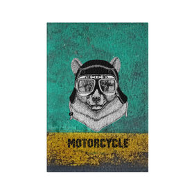 Обложка для паспорта матовая кожа с принтом Мотоцикл медведь в Санкт-Петербурге, натуральная матовая кожа | размер 19,3 х 13,7 см; прозрачные пластиковые крепления | 3d | motor bicycle | motorbike | motorcycle | авто | автомобильные | водитель | механик | мотоциклист | очки