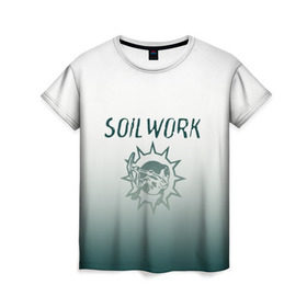 Женская футболка 3D с принтом Soilwork metal band logo в Санкт-Петербурге, 100% полиэфир ( синтетическое хлопкоподобное полотно) | прямой крой, круглый вырез горловины, длина до линии бедер | Тематика изображения на принте: 