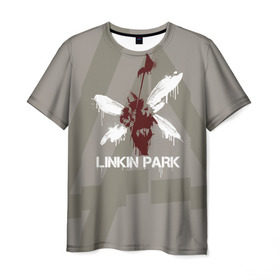 Мужская футболка 3D с принтом Linkin Park - Hybrid logos в Санкт-Петербурге, 100% полиэфир | прямой крой, круглый вырез горловины, длина до линии бедер | Тематика изображения на принте: 0x000000123 | chester | hybrid | linkin park | линкин парк