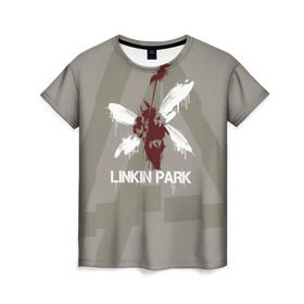 Женская футболка 3D с принтом Linkin Park - Hybrid logos в Санкт-Петербурге, 100% полиэфир ( синтетическое хлопкоподобное полотно) | прямой крой, круглый вырез горловины, длина до линии бедер | 0x000000123 | chester | hybrid | linkin park | линкин парк