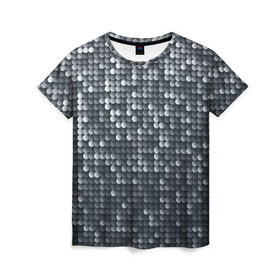 Женская футболка 3D с принтом Мелкие Шарики в Санкт-Петербурге, 100% полиэфир ( синтетическое хлопкоподобное полотно) | прямой крой, круглый вырез горловины, длина до линии бедер | кольчуга | металл | перелив | рыбный | серебро | черно белый | чешуйки | чешуя