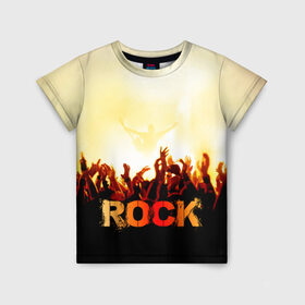 Детская футболка 3D с принтом Rock концерт в Санкт-Петербурге, 100% гипоаллергенный полиэфир | прямой крой, круглый вырез горловины, длина до линии бедер, чуть спущенное плечо, ткань немного тянется | rock | в толпу | гитара | группа | дым | жанр | концерт | металл | музыка | надпись | панк | певец | песня | прыжок | рок | рок н рол | руки | стиль | хард | хой | я люблю рок