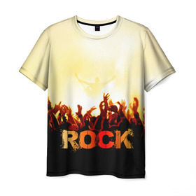 Мужская футболка 3D с принтом Rock концерт в Санкт-Петербурге, 100% полиэфир | прямой крой, круглый вырез горловины, длина до линии бедер | rock | в толпу | гитара | группа | дым | жанр | концерт | металл | музыка | надпись | панк | певец | песня | прыжок | рок | рок н рол | руки | стиль | хард | хой | я люблю рок