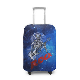 Чехол для чемодана 3D с принтом Мертвый гитарист в Санкт-Петербурге, 86% полиэфир, 14% спандекс | двустороннее нанесение принта, прорези для ручек и колес | rock | гитара | скелет | я люблю рок