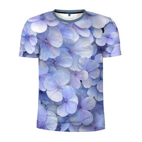Мужская футболка 3D спортивная с принтом Гортензия голубая в Санкт-Петербурге, 100% полиэстер с улучшенными характеристиками | приталенный силуэт, круглая горловина, широкие плечи, сужается к линии бедра | hydrangea | лето | нежность | незабудка | цветы