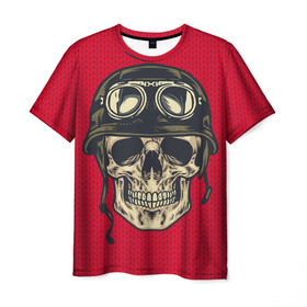 Мужская футболка 3D с принтом Свитер байкера в Санкт-Петербурге, 100% полиэфир | прямой крой, круглый вырез горловины, длина до линии бедер | бабушка | байк | вязка | пряжа | скелет | скилет | череп