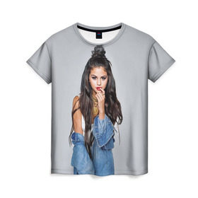 Женская футболка 3D с принтом Selena Gomez в Санкт-Петербурге, 100% полиэфир ( синтетическое хлопкоподобное полотно) | прямой крой, круглый вырез горловины, длина до линии бедер | 
