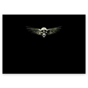 Поздравительная открытка с принтом The angel of death в Санкт-Петербурге, 100% бумага | плотность бумаги 280 г/м2, матовая, на обратной стороне линовка и место для марки
 | байкер | крылья | металл | скелет | ужас | череп