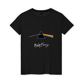 Женская футболка хлопок с принтом Pink Floyd в Санкт-Петербурге, 100% хлопок | прямой крой, круглый вырез горловины, длина до линии бедер, слегка спущенное плечо | rolling stone | англия | басы | британия | гитара | группа | музыка | песни | пинк флойд | призма | радуга | рок | свет