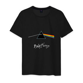 Мужская футболка хлопок с принтом Pink Floyd в Санкт-Петербурге, 100% хлопок | прямой крой, круглый вырез горловины, длина до линии бедер, слегка спущенное плечо. | rolling stone | англия | басы | британия | гитара | группа | музыка | песни | пинк флойд | призма | радуга | рок | свет