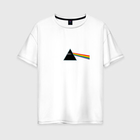 Женская футболка хлопок Oversize с принтом Pink Floyd в Санкт-Петербурге, 100% хлопок | свободный крой, круглый ворот, спущенный рукав, длина до линии бедер
 | rolling stone | англия | басы | британия | гитара | группа | музыка | песни | пинк флойд | призма | радуга | рок | свет