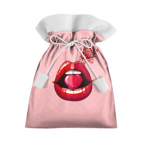 Подарочный 3D мешок с принтом Lips в Санкт-Петербурге, 100% полиэстер | Размер: 29*39 см | Тематика изображения на принте: 3d | love | pop art | арт | губы | девушкам | любовь | поп арт | поцелуй | розовый | сердечки