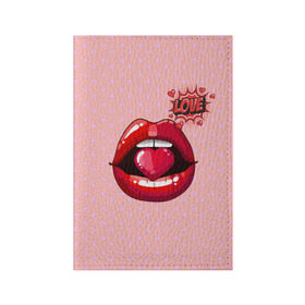 Обложка для паспорта матовая кожа с принтом Lips в Санкт-Петербурге, натуральная матовая кожа | размер 19,3 х 13,7 см; прозрачные пластиковые крепления | Тематика изображения на принте: 3d | love | pop art | арт | губы | девушкам | любовь | поп арт | поцелуй | розовый | сердечки