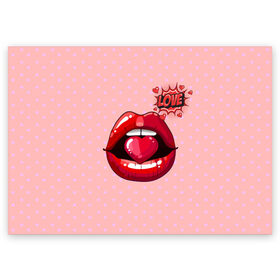 Поздравительная открытка с принтом Lips в Санкт-Петербурге, 100% бумага | плотность бумаги 280 г/м2, матовая, на обратной стороне линовка и место для марки
 | 3d | love | pop art | арт | губы | девушкам | любовь | поп арт | поцелуй | розовый | сердечки