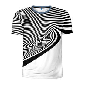 Мужская футболка 3D спортивная с принтом Black&White illusion в Санкт-Петербурге, 100% полиэстер с улучшенными характеристиками | приталенный силуэт, круглая горловина, широкие плечи, сужается к линии бедра | Тематика изображения на принте: 3d | абстракции | иллюзия | линии | полосы | черно белые
