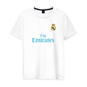 Мужская футболка хлопок с принтом Реал Мадрид в Санкт-Петербурге, 100% хлопок | прямой крой, круглый вырез горловины, длина до линии бедер, слегка спущенное плечо. | madrid | real | барселона | футбол