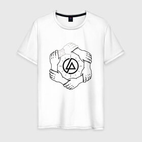 Мужская футболка хлопок с принтом Linkin Park в Санкт-Петербурге, 100% хлопок | прямой крой, круглый вырез горловины, длина до линии бедер, слегка спущенное плечо. | 0x000000123 | chester | linkin park | линкин парк