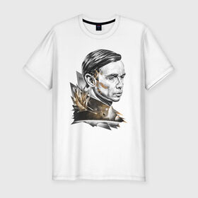 Мужская футболка премиум с принтом Андрей Лысиков в Санкт-Петербурге, 92% хлопок, 8% лайкра | приталенный силуэт, круглый вырез ворота, длина до линии бедра, короткий рукав | дельфин