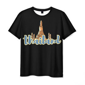 Мужская футболка 3D с принтом Тайланд в Санкт-Петербурге, 100% полиэфир | прямой крой, круглый вырез горловины, длина до линии бедер | Тематика изображения на принте: азия | новинки | популярное | прикольные | солнце | страна | традиция | турист | черный