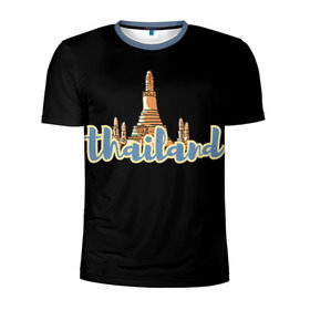 Мужская футболка 3D спортивная с принтом Тайланд в Санкт-Петербурге, 100% полиэстер с улучшенными характеристиками | приталенный силуэт, круглая горловина, широкие плечи, сужается к линии бедра | азия | новинки | популярное | прикольные | солнце | страна | традиция | турист | черный