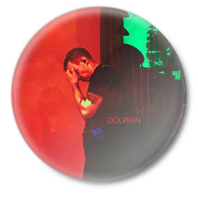 Значок с принтом Dolphin в Санкт-Петербурге,  металл | круглая форма, металлическая застежка в виде булавки | дельфин