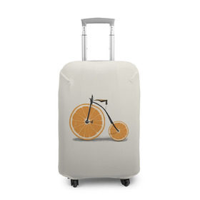 Чехол для чемодана 3D с принтом Велосипед апельсин в Санкт-Петербурге, 86% полиэфир, 14% спандекс | двустороннее нанесение принта, прорези для ручек и колес | апельсин | велосипед