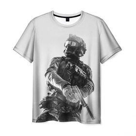 Мужская футболка 3D с принтом Battlefield 4 в Санкт-Петербурге, 100% полиэфир | прямой крой, круглый вырез горловины, длина до линии бедер | battlefield | game | soldiers | weapons | воин | игра | игрок | оружие | солдат
