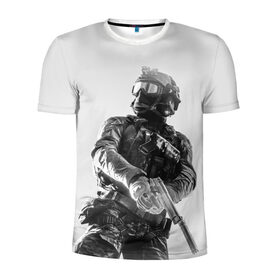 Мужская футболка 3D спортивная с принтом Battlefield 4 в Санкт-Петербурге, 100% полиэстер с улучшенными характеристиками | приталенный силуэт, круглая горловина, широкие плечи, сужается к линии бедра | battlefield | game | soldiers | weapons | воин | игра | игрок | оружие | солдат