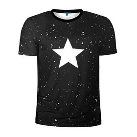 Мужская футболка 3D спортивная с принтом Super Star в Санкт-Петербурге, 100% полиэстер с улучшенными характеристиками | приталенный силуэт, круглая горловина, широкие плечи, сужается к линии бедра | black | milk | блэк | брызги | звезда | милк | текстура | узор
