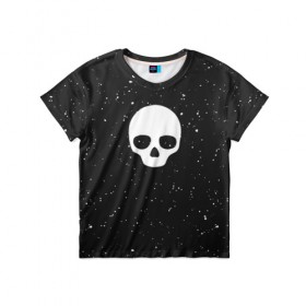 Детская футболка 3D с принтом Black Milk Skull Classic в Санкт-Петербурге, 100% гипоаллергенный полиэфир | прямой крой, круглый вырез горловины, длина до линии бедер, чуть спущенное плечо, ткань немного тянется | Тематика изображения на принте: 