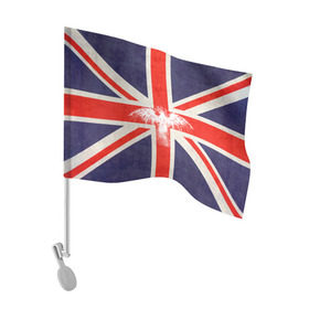 Флаг для автомобиля с принтом Флаг Англии с белым орлом в Санкт-Петербурге, 100% полиэстер | Размер: 30*21 см | london | англия | белый | брызги | великобритания | империя | клякса | крылья | лондон | необычный | объеденное королевство | орел | птица | символ | сокол | туманный альбион | флаг
