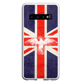 Чехол для Samsung Galaxy S10 с принтом Флаг Англии с белым орлом в Санкт-Петербурге, Силикон | Область печати: задняя сторона чехла, без боковых панелей | london | англия | белый | брызги | великобритания | империя | клякса | крылья | лондон | необычный | объеденное королевство | орел | птица | символ | сокол | туманный альбион | флаг