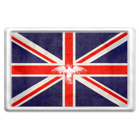 Магнит 45*70 с принтом Флаг Англии с белым орлом в Санкт-Петербурге, Пластик | Размер: 78*52 мм; Размер печати: 70*45 | london | англия | белый | брызги | великобритания | империя | клякса | крылья | лондон | необычный | объеденное королевство | орел | птица | символ | сокол | туманный альбион | флаг