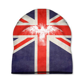Шапка 3D с принтом Флаг Англии с белым орлом в Санкт-Петербурге, 100% полиэстер | универсальный размер, печать по всей поверхности изделия | london | англия | белый | брызги | великобритания | империя | клякса | крылья | лондон | необычный | объеденное королевство | орел | птица | символ | сокол | туманный альбион | флаг