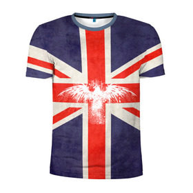 Мужская футболка 3D спортивная с принтом Флаг Англии с белым орлом в Санкт-Петербурге, 100% полиэстер с улучшенными характеристиками | приталенный силуэт, круглая горловина, широкие плечи, сужается к линии бедра | london | англия | белый | брызги | великобритания | империя | клякса | крылья | лондон | необычный | объеденное королевство | орел | птица | символ | сокол | туманный альбион | флаг
