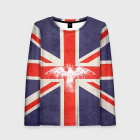 Женский лонгслив 3D с принтом Флаг Англии с белым орлом в Санкт-Петербурге, 100% полиэстер | длинные рукава, круглый вырез горловины, полуприлегающий силуэт | london | англия | белый | брызги | великобритания | империя | клякса | крылья | лондон | необычный | объеденное королевство | орел | птица | символ | сокол | туманный альбион | флаг