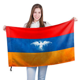 Флаг 3D с принтом Флаг Армении с белым орлом в Санкт-Петербурге, 100% полиэстер | плотность ткани — 95 г/м2, размер — 67 х 109 см. Принт наносится с одной стороны | айастан | армения | белый | босеан | брызги | ереван | знамя | империя | клякса | крылья | кумач | необычный | орел | пойс | птица | символ | сокол | стяг | флаг | хайастан | штандарт