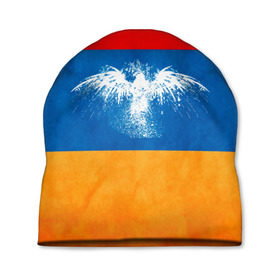 Шапка 3D с принтом Флаг Армении с белым орлом в Санкт-Петербурге, 100% полиэстер | универсальный размер, печать по всей поверхности изделия | айастан | армения | белый | босеан | брызги | ереван | знамя | империя | клякса | крылья | кумач | необычный | орел | пойс | птица | символ | сокол | стяг | флаг | хайастан | штандарт