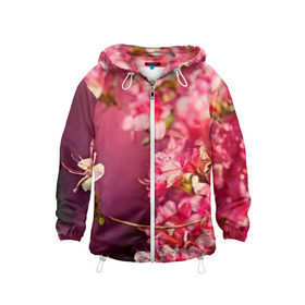 Детская ветровка 3D с принтом Сакура в Санкт-Петербурге, 100% полиэстер | подол и капюшон оформлены резинкой с фиксаторами, по бокам два кармана без застежек, один потайной карман на груди | 3d | flower | nature | pink | sakura | весна | деревья | природа | розовый | сакура | цветы | япония