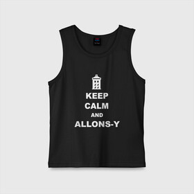 Детская майка хлопок с принтом Keep calm and allons y в Санкт-Петербурге,  |  | keep calm | арт | доктор кто | надпись | сериал | сохраняйте спокойствие | тардис | фильмы