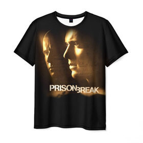 Мужская футболка 3D с принтом Prison break 3 в Санкт-Петербурге, 100% полиэфир | прямой крой, круглый вырез горловины, длина до линии бедер | 