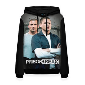 Женская толстовка 3D с принтом Prison break 4 в Санкт-Петербурге, 100% полиэстер  | двухслойный капюшон со шнурком для регулировки, мягкие манжеты на рукавах и по низу толстовки, спереди карман-кенгуру с мягким внутренним слоем. | prison break | побег | сериал