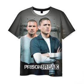 Мужская футболка 3D с принтом Prison break 4 в Санкт-Петербурге, 100% полиэфир | прямой крой, круглый вырез горловины, длина до линии бедер | Тематика изображения на принте: prison break | побег | сериал