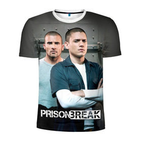 Мужская футболка 3D спортивная с принтом Prison break 4 в Санкт-Петербурге, 100% полиэстер с улучшенными характеристиками | приталенный силуэт, круглая горловина, широкие плечи, сужается к линии бедра | Тематика изображения на принте: prison break | побег | сериал