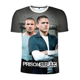 Мужская футболка 3D спортивная с принтом Prison break 4 в Санкт-Петербурге, 100% полиэстер с улучшенными характеристиками | приталенный силуэт, круглая горловина, широкие плечи, сужается к линии бедра | prison break | побег | сериал