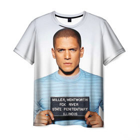Мужская футболка 3D с принтом Prison break 5 в Санкт-Петербурге, 100% полиэфир | прямой крой, круглый вырез горловины, длина до линии бедер | prison break | побег | сериал